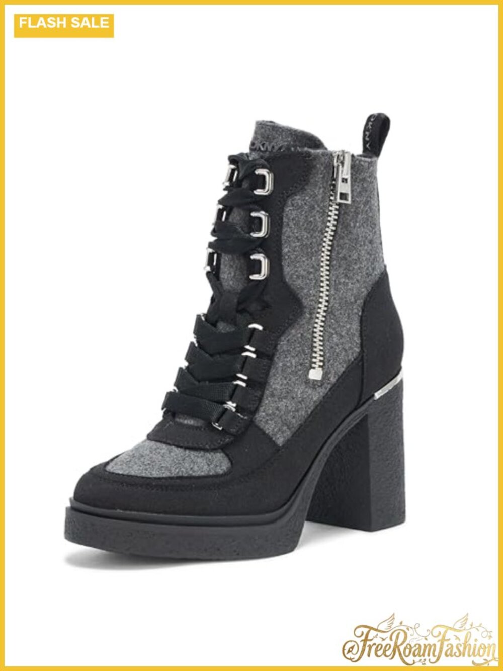 Platform Combat Boot Lace Up Block Heel Ankle Boot Leather